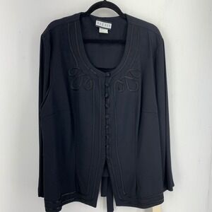 Vintage 90s Alexis Womens 22W Button Up Top Scoop Neck Event Classic Money